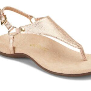 New Vionic Kirra Metallic Rose Gold Leather Sandals Orthaheel Technology 8 NWOT